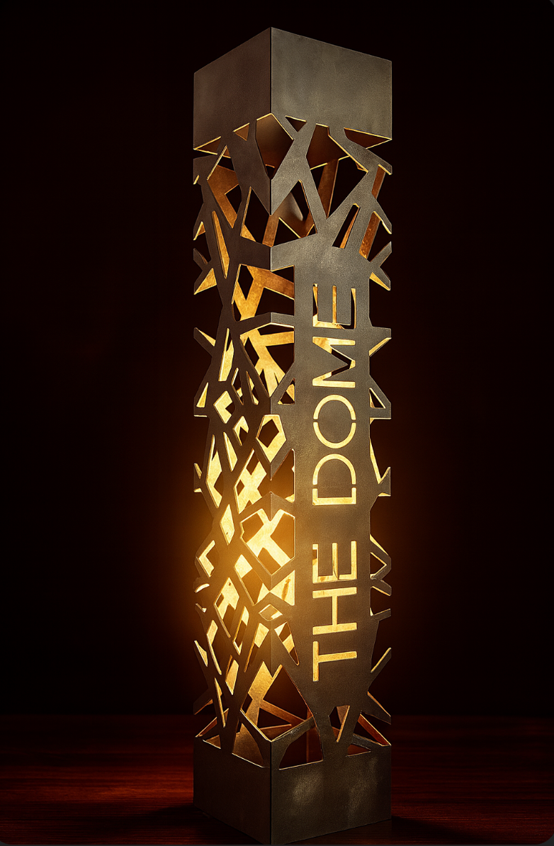 personalized outdoor column lamp metal LED light with custom text design