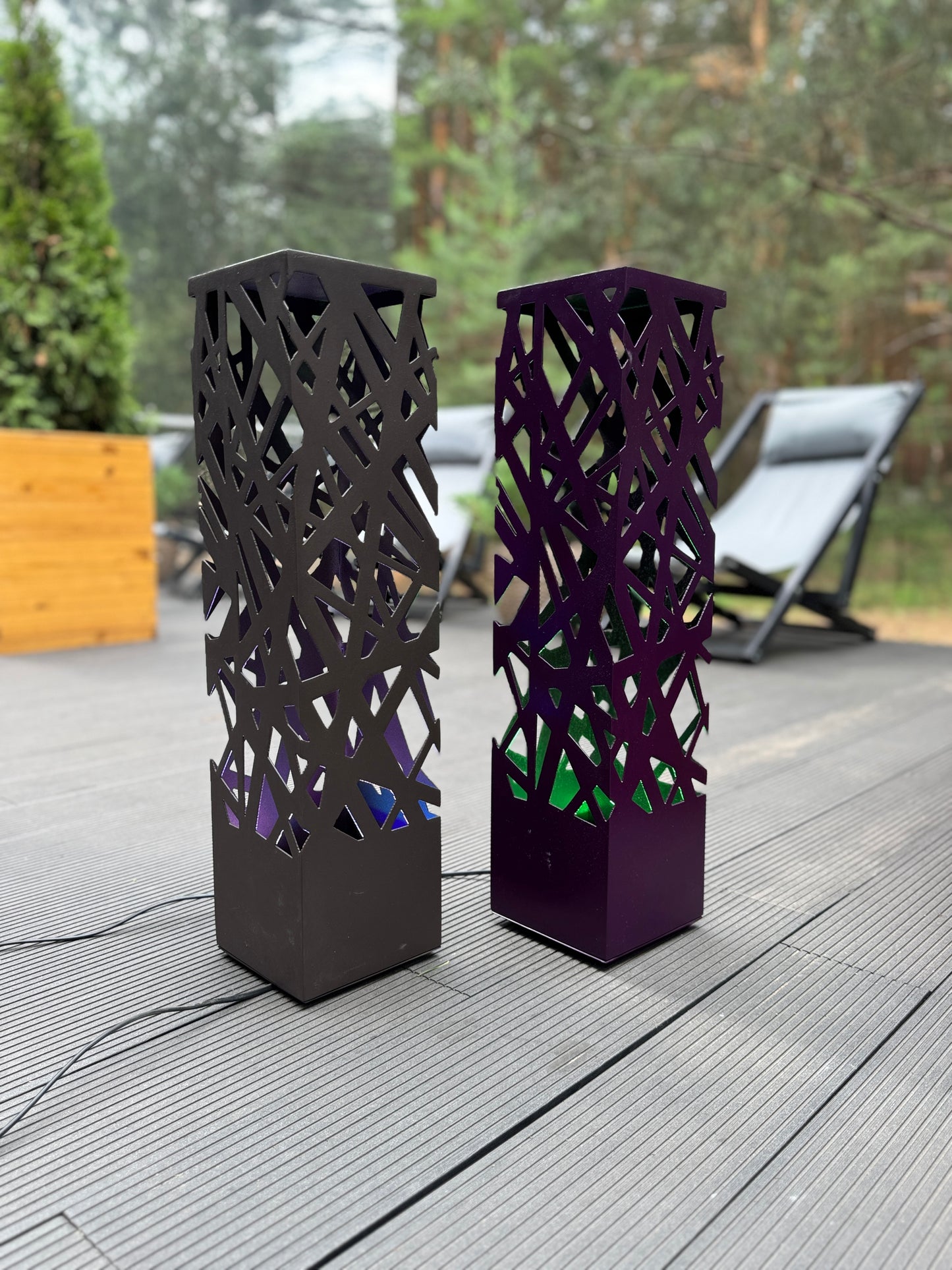 metal garden sculpture lamp LED floor lamp with patterned light effect