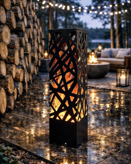 laser cut metal LED floor lamp modern garden sculpture outdoor lighting