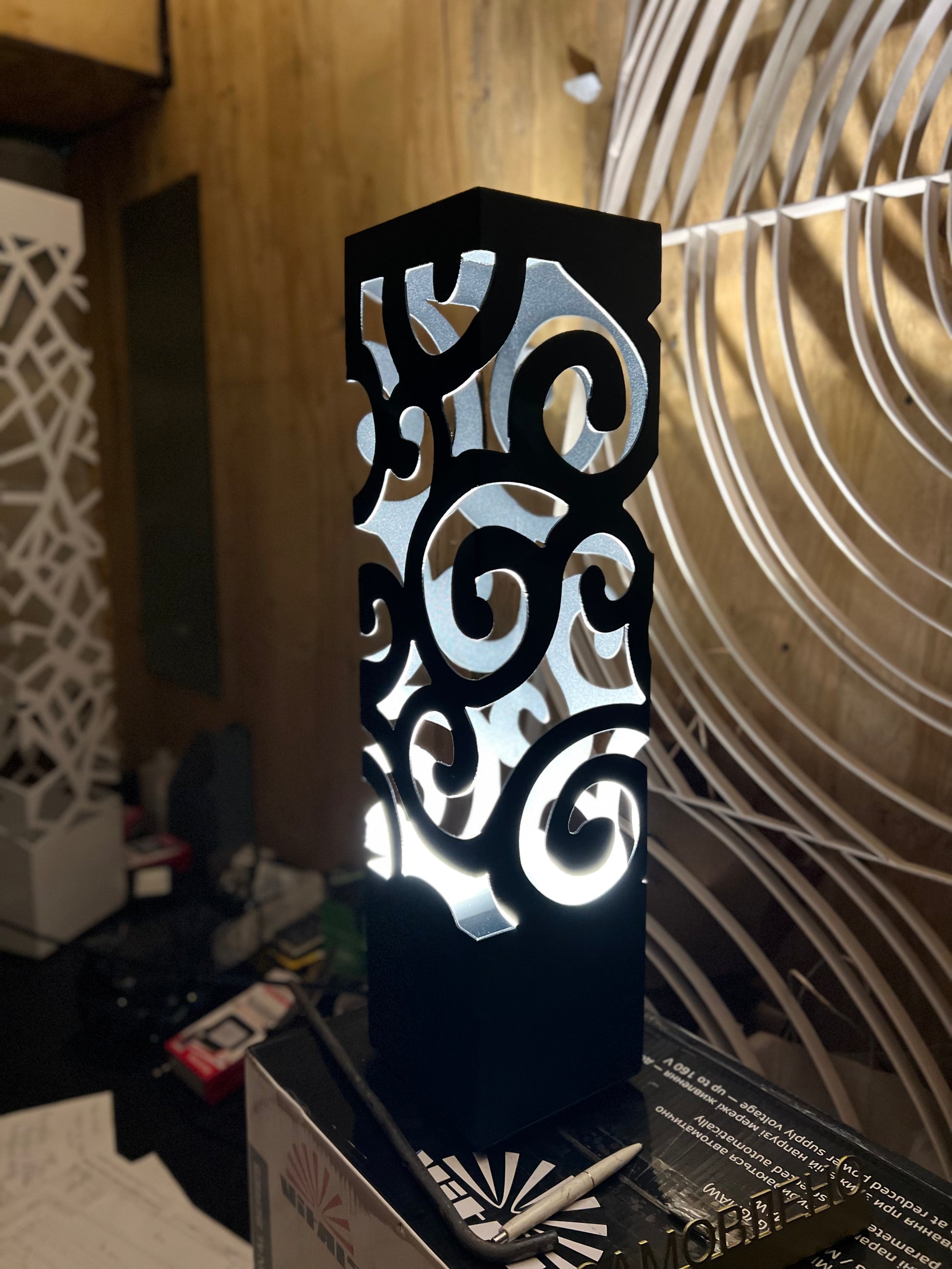 premium steel floor lamp with powder coated finish and multicolor lighting