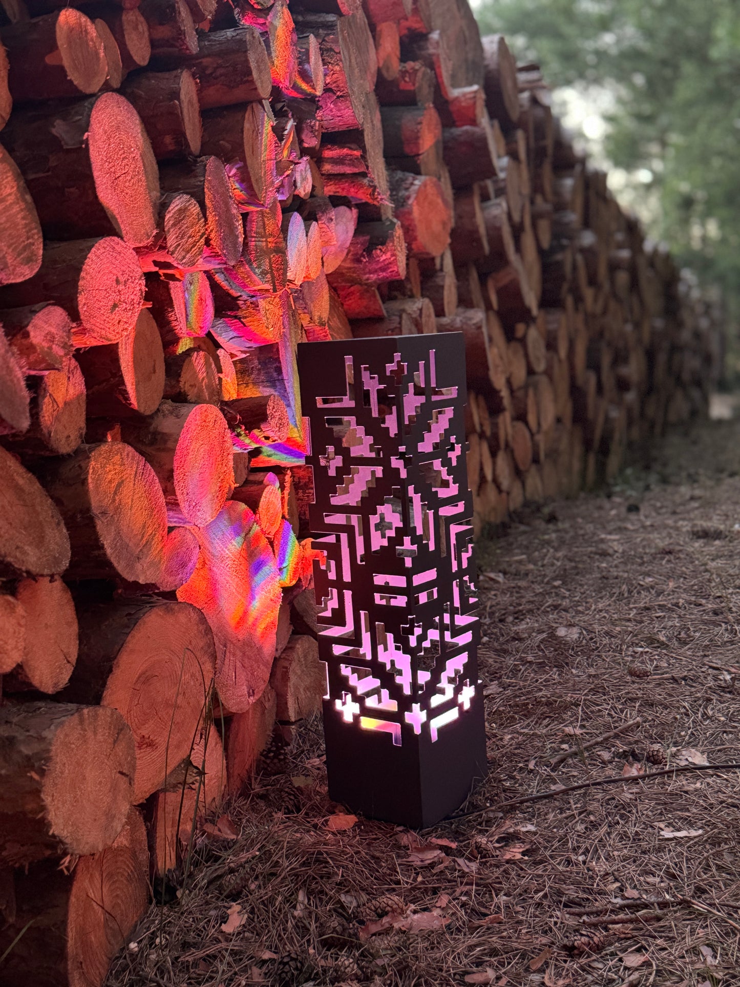 laser cut metal garden column lamp LED outdoor lighting