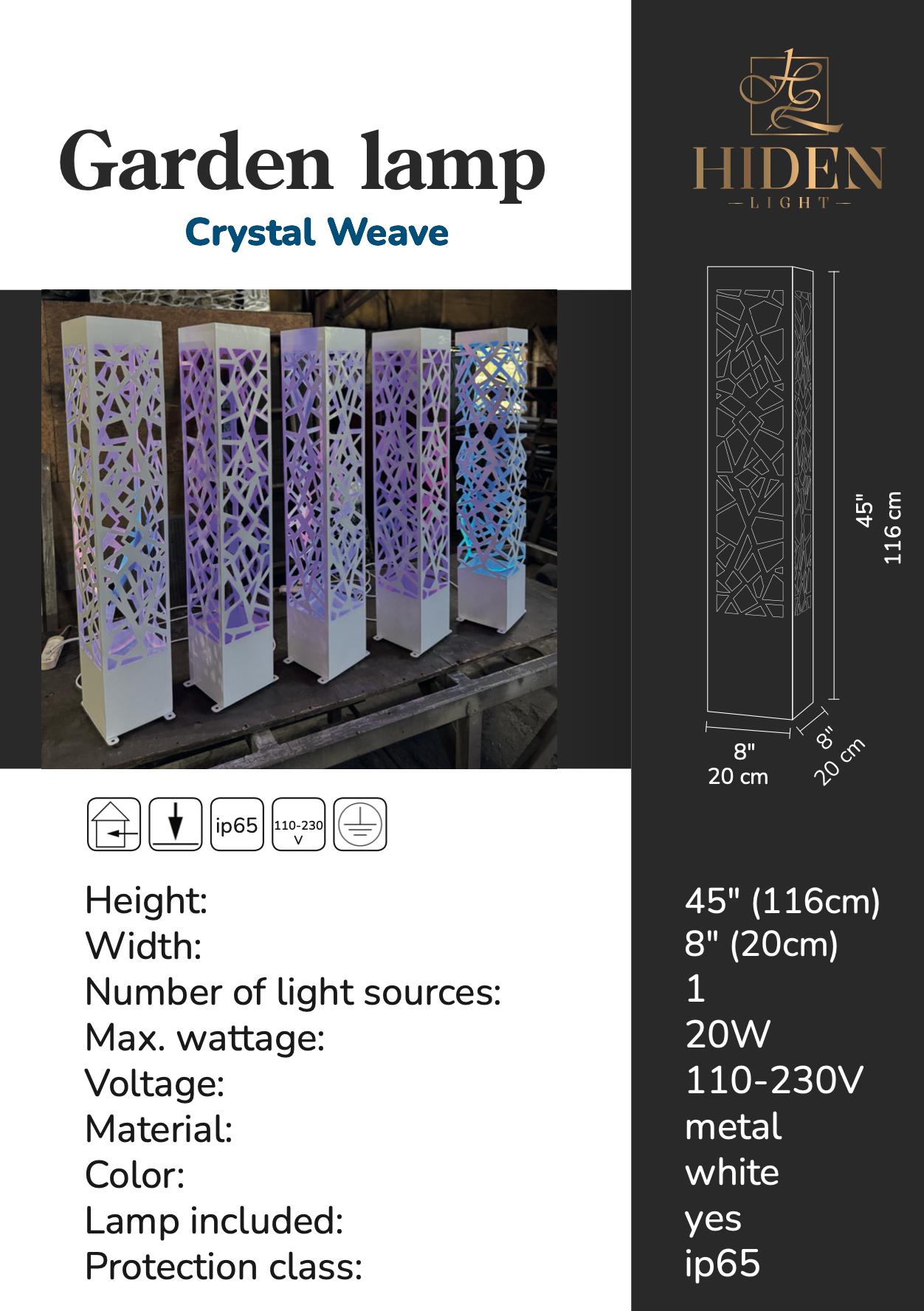 modern outdoor sculpture light metal column with LED lighting