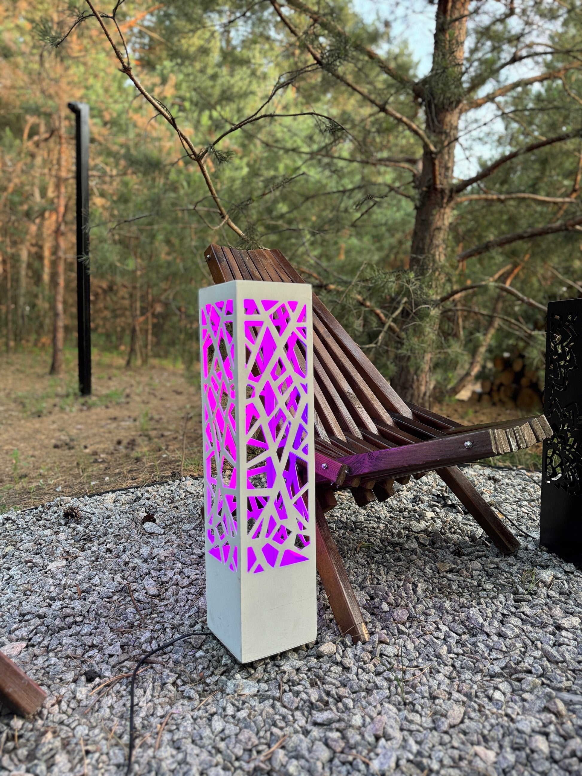 stylish outdoor LED garden column lamp laser cut metal design