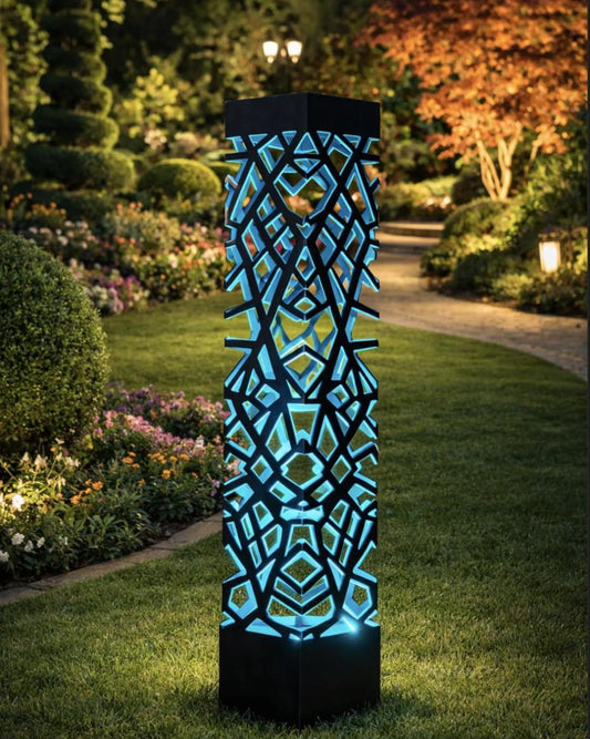 outdoor column lamp LED metal garden light laser cut design