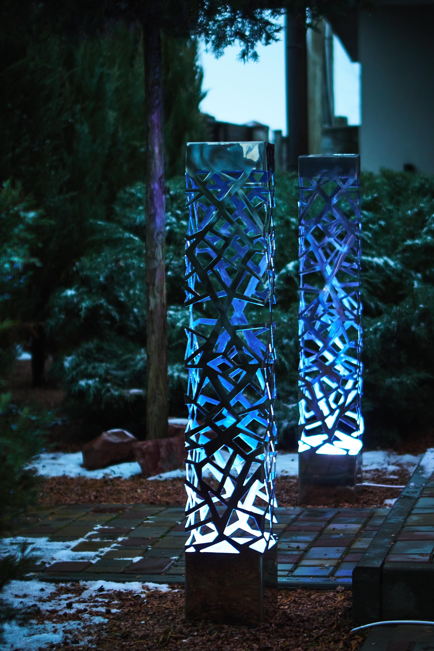 premium stainless steel floor lamp with LED lighting and polished metal finish