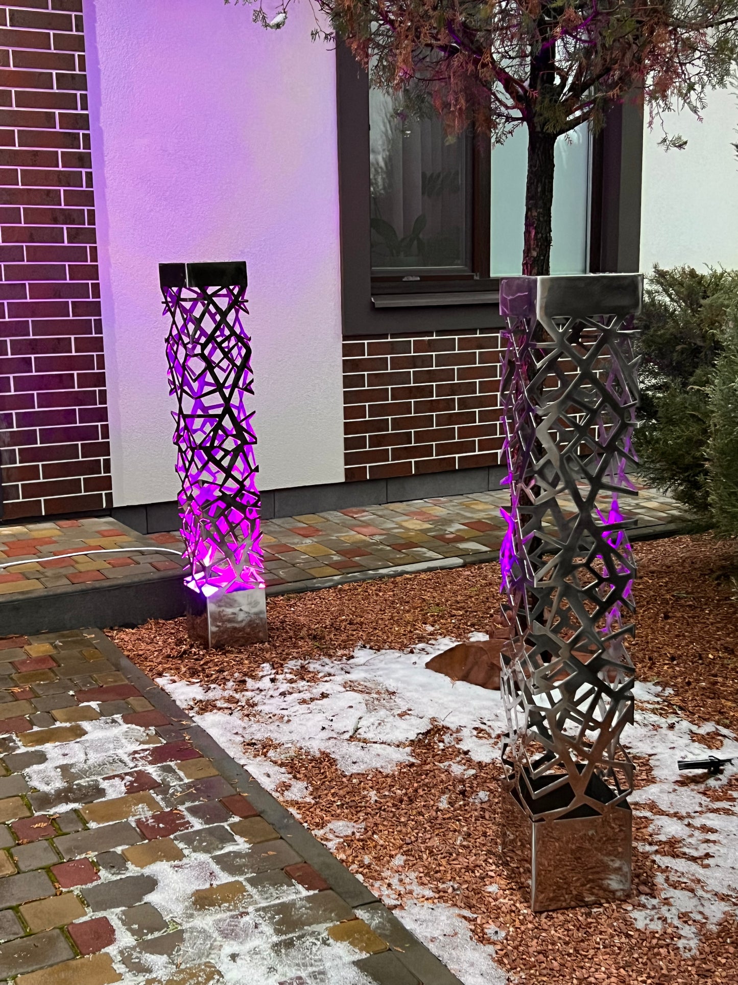 outdoor LED column lamp with mirror polished stainless steel surface