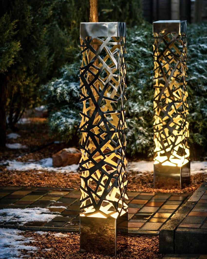 outdoor LED floor lamp stainless steel modern column light with RGB illumination