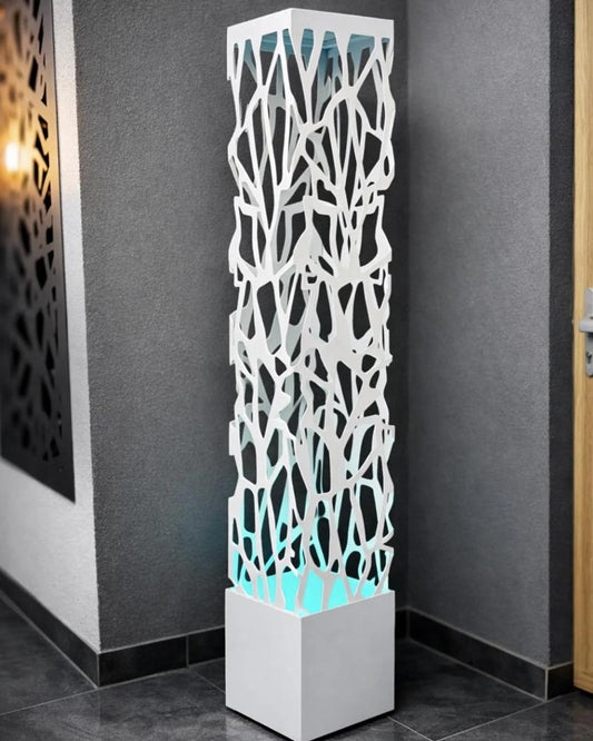 white metal column lamp LED outdoor architectural lighting design