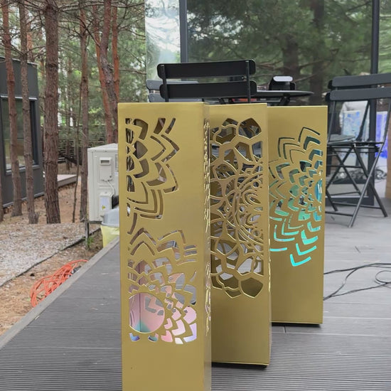 luxury gold metal LED column lamp modern outdoor lighting piece
