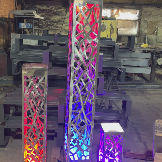 metal LED floor lamp stainless steel design with multicolor RGB lighting