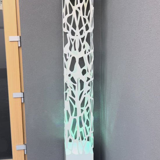 stylish white LED column lamp metal garden lighting piece